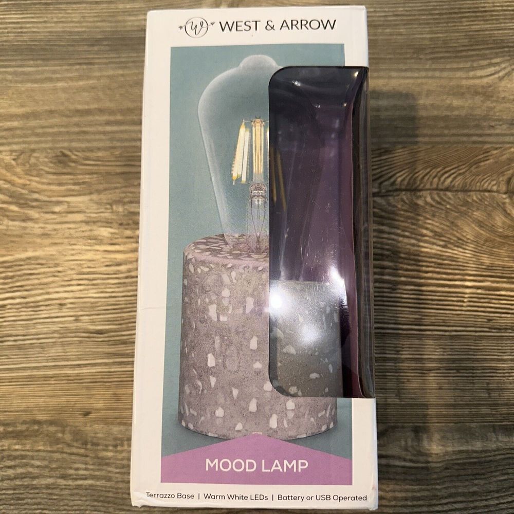 West & Arrow Mood Lamp. Batter/USB. Terrazzo Base. LED Lighting. NWT.